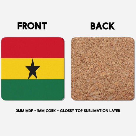 Ghana Flag Ghanaian Patriotic Coffee Tea Mug Cup Set Coaster Gift Him Her Custom