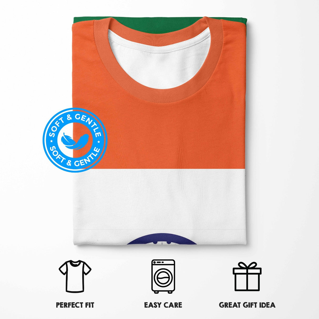 Indian Flag India Custom All-Over Printed Unisex T-Shirt Top Gift Patriotic Tee