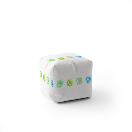 Personalised Watercolour Letters Any Colour Ottoman Filled Pouffe Washable Cover