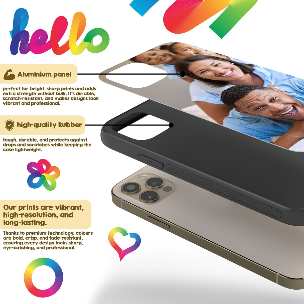 Upload Your Own Photo Design Personalised Printed iPhone Black Case Custom Made