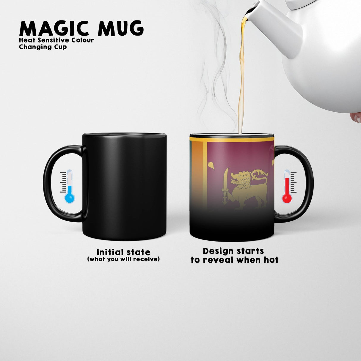Sri Lanka Flag Design Tea Coffee Gift Heat Sensitive Magic Colour Changing Mug