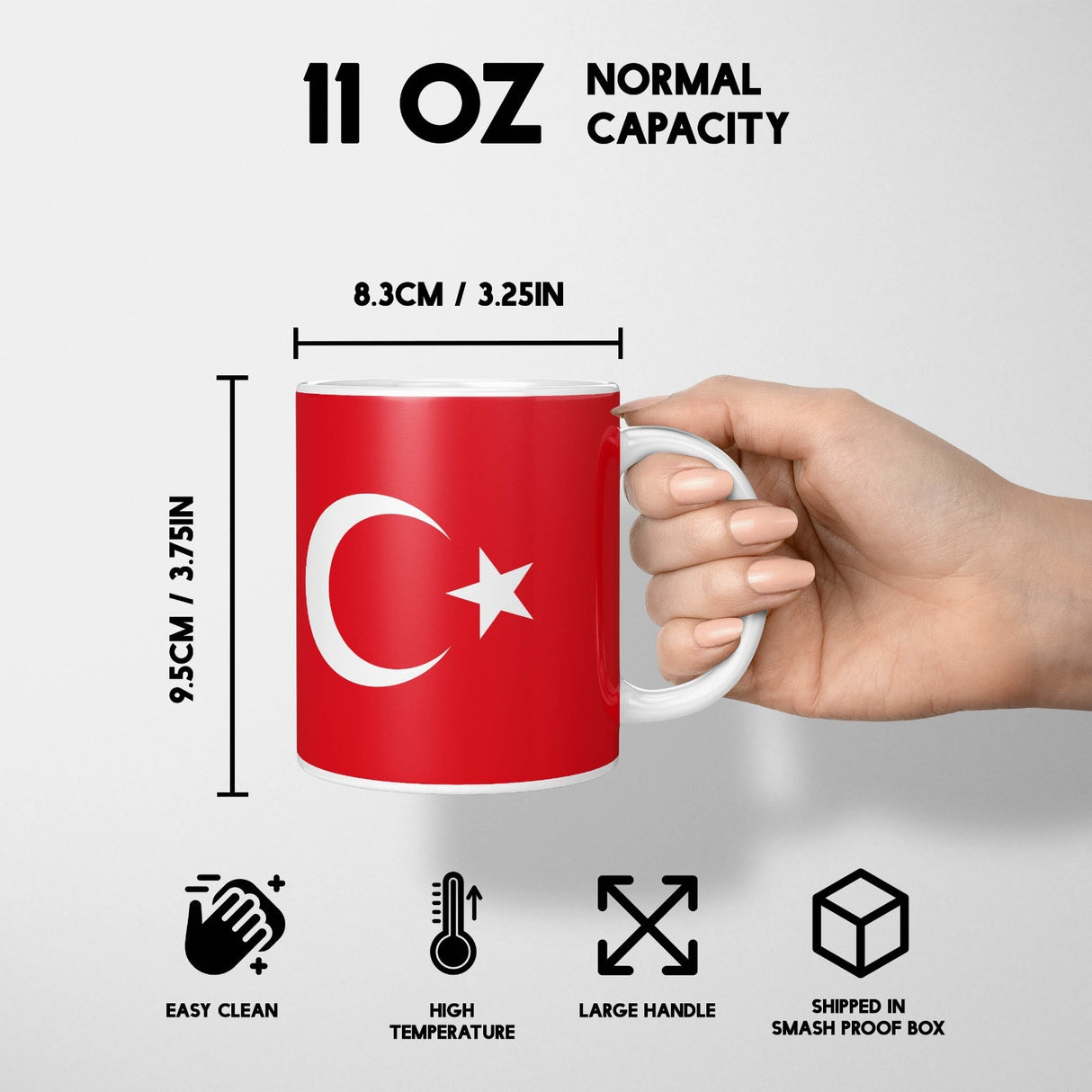 Turkey Flag Turkish Design Coffee Tea Mug Cup Set Coaster - Gift Him Her Custom