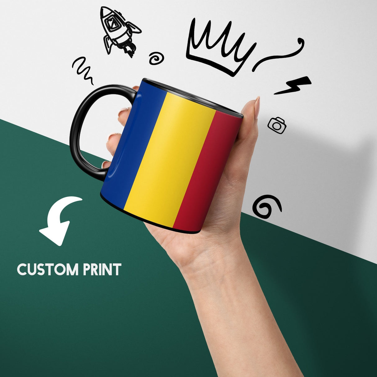 Romania Flag Design Tea Coffee Gift Heat Sensitive Magic Colour Changing Mug