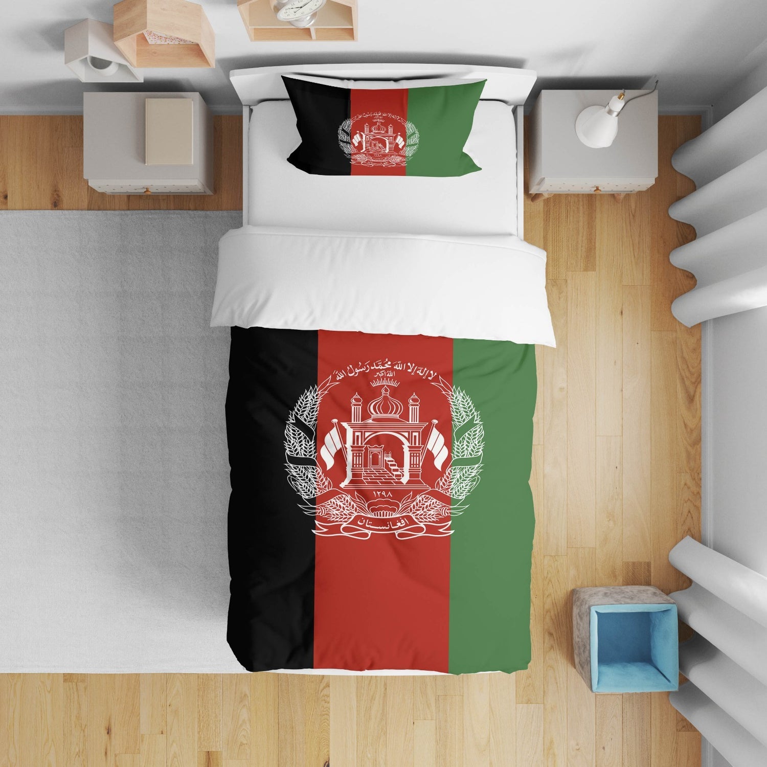 Afghanistan Flag Cot Bed Duvet Cover Toddler Pillowcase Design Gift Custom Cosy
