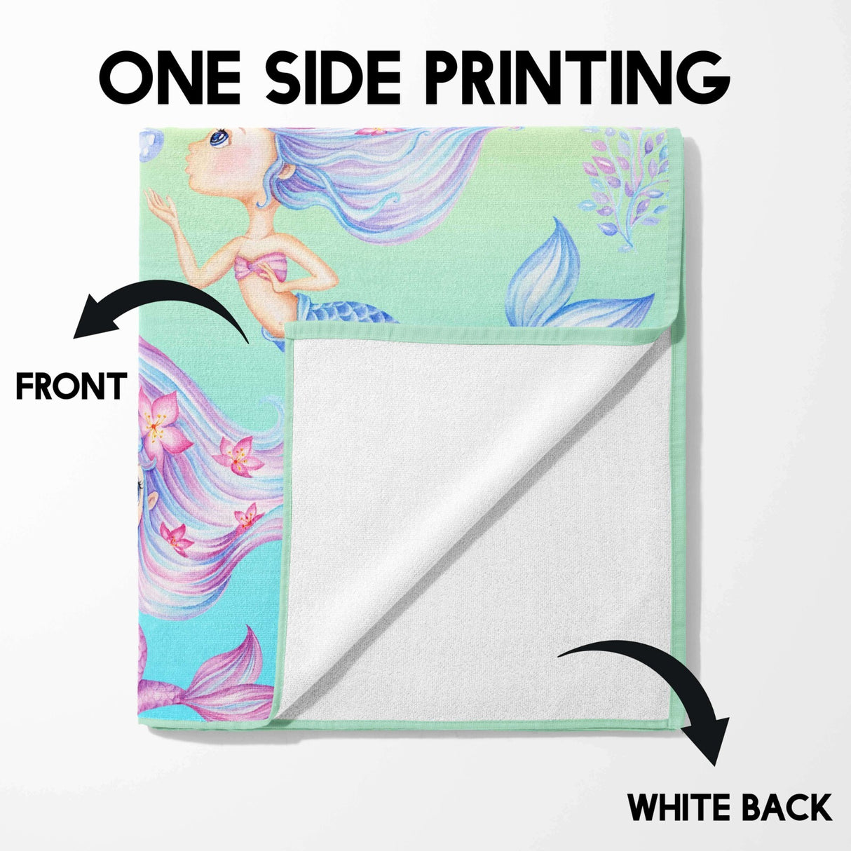 Personalised Name Mermaids + Jellyfish Soft Absorbent Beach Bath Sheet Towel