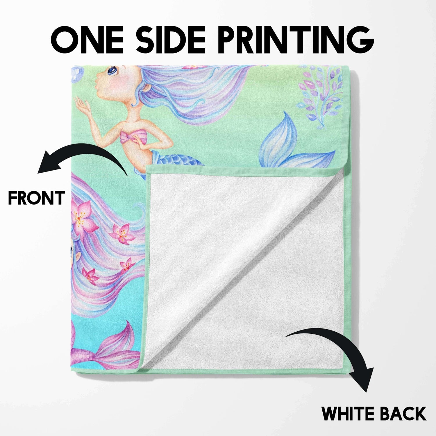 Personalised Name Mermaids + Jellyfish Soft Absorbent Beach Bath Sheet Towel