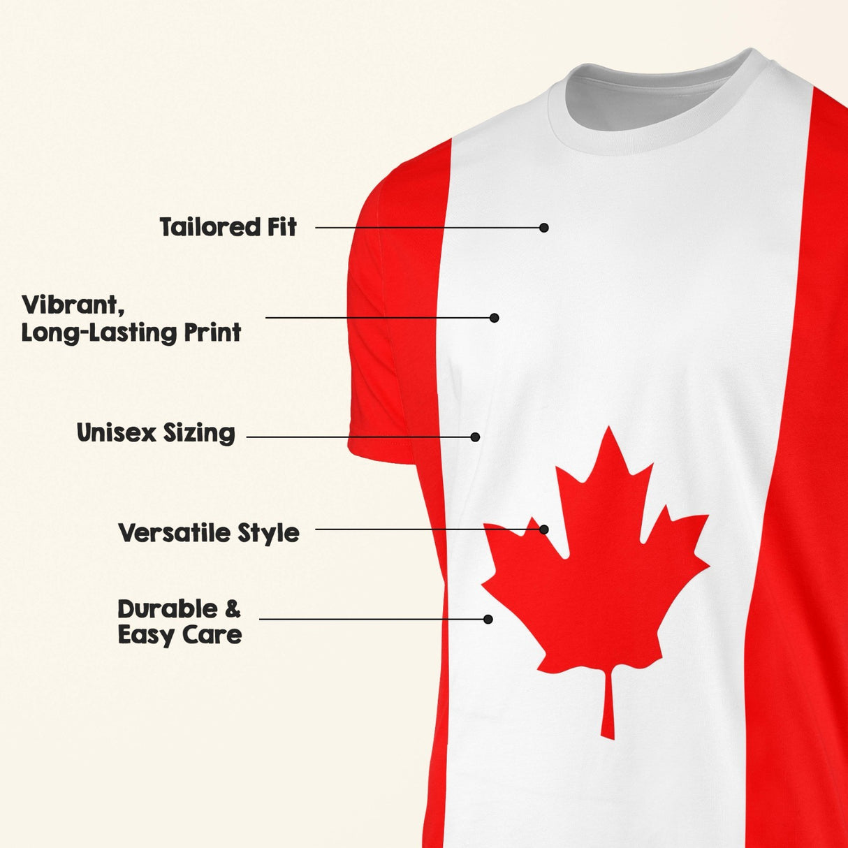 Canada Flag Design Custom All-Over Printed Unisex T-Shirt Top Gift Patriotic Tee