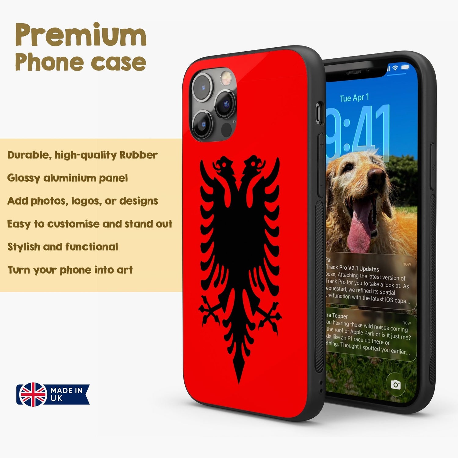 Albania Flag Design Patriotic iPhone Case Black TPU Cover Protector Custom Gift