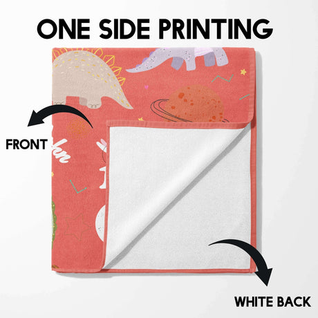 Personalised Custom Name Cartoon Baby Dinosaurs Absorbent Beach Bath Sheet Towel