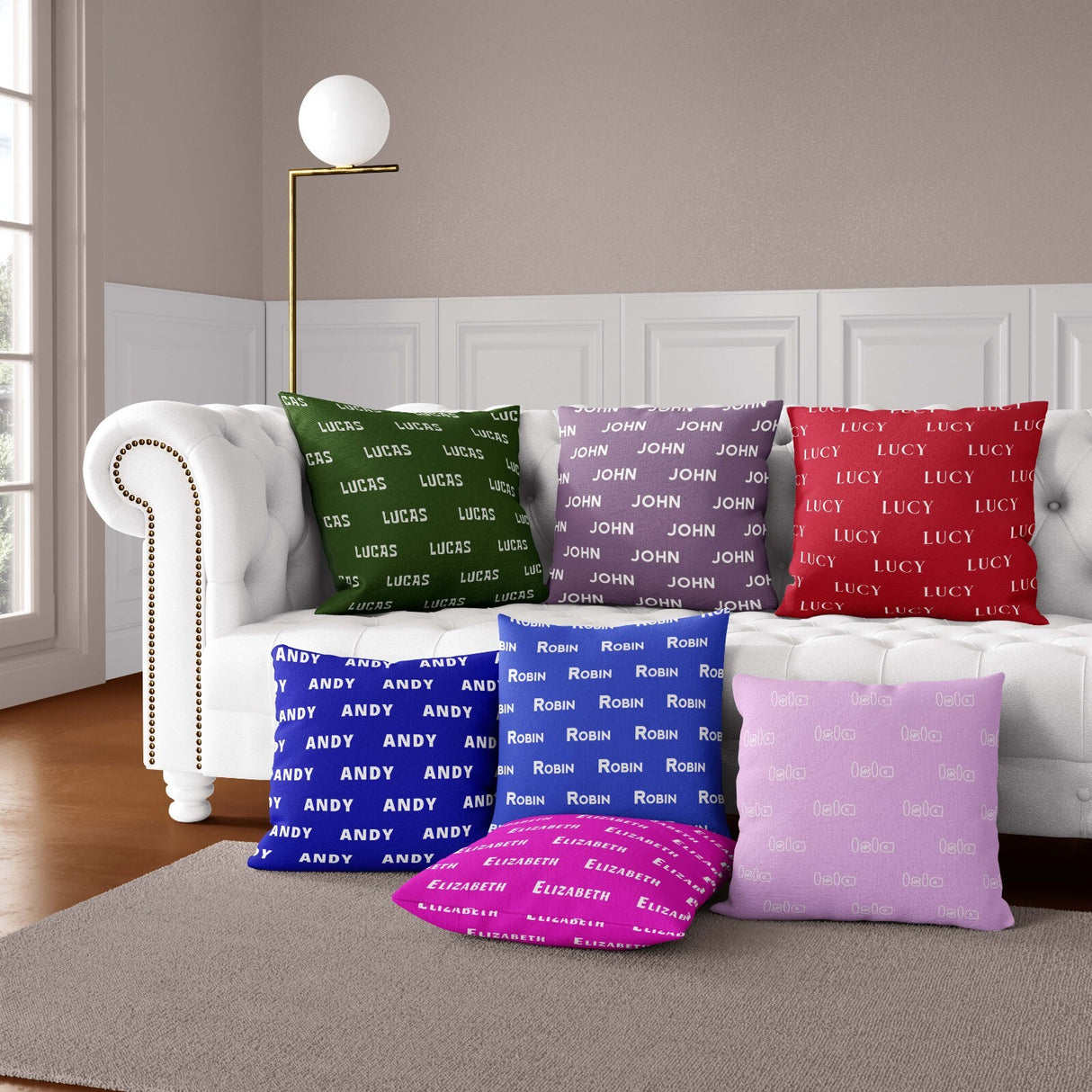 Personalised Any Name Customised Text Coloured Soft Square Filled Cushion Throw