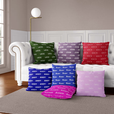 Personalised Any Name Customised Text Coloured Soft Square Filled Cushion Throw