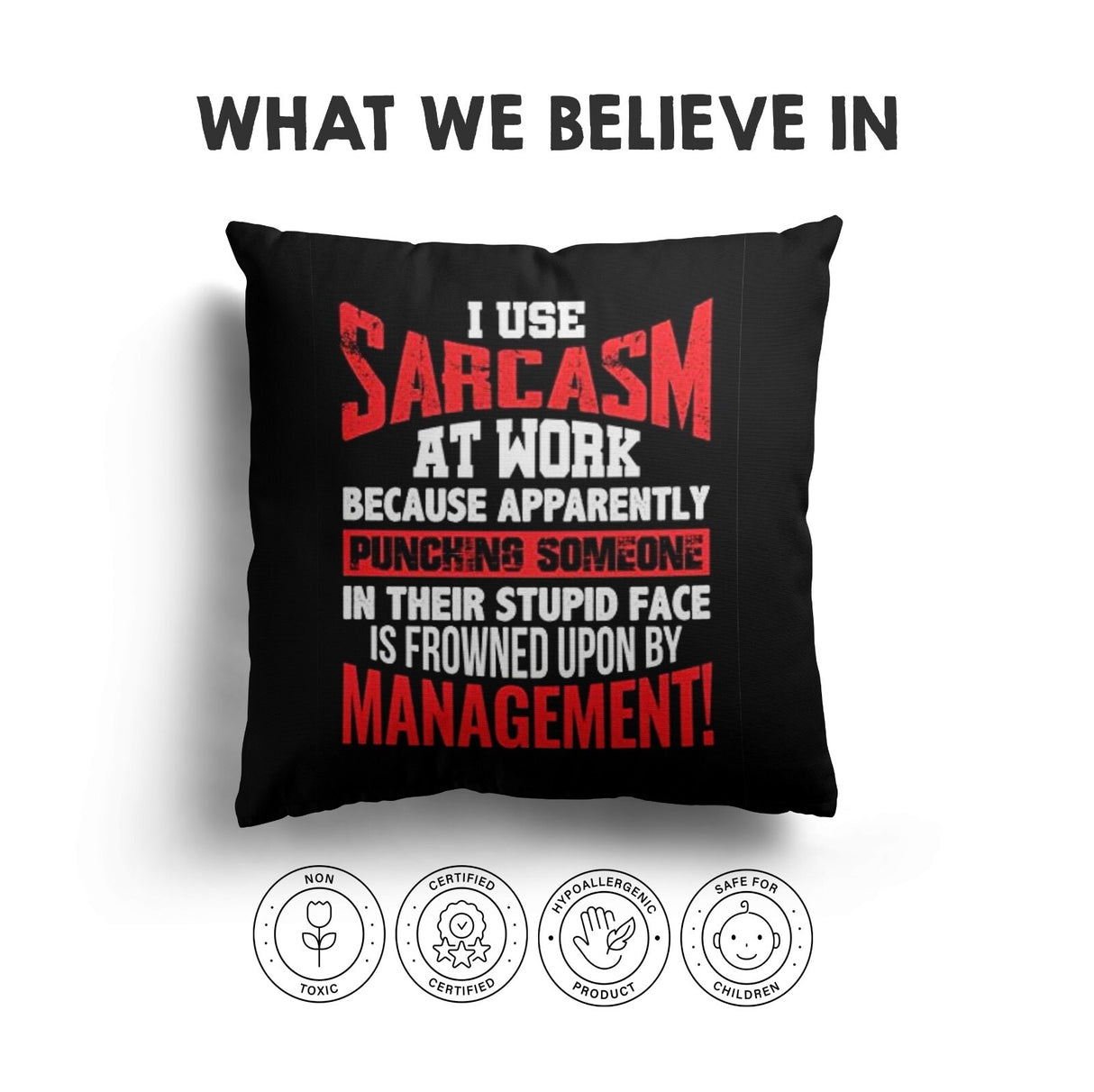 Sarcasm at Work Rude Funny Novelty Custom Square Filled Zip Cushion Decor Gift