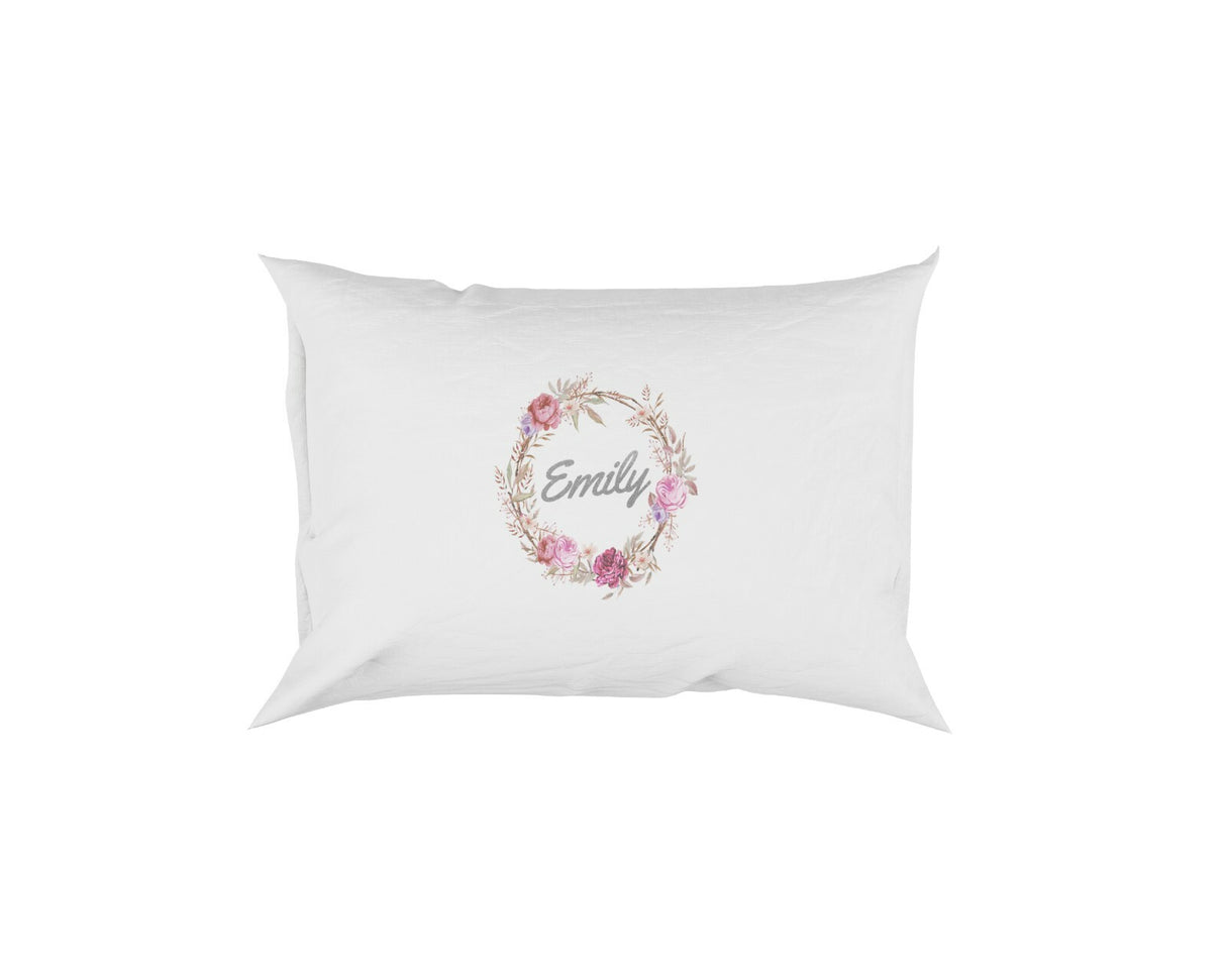 Personalised Name Floral Wreath Soft Pillowcase Pillow Case Cover