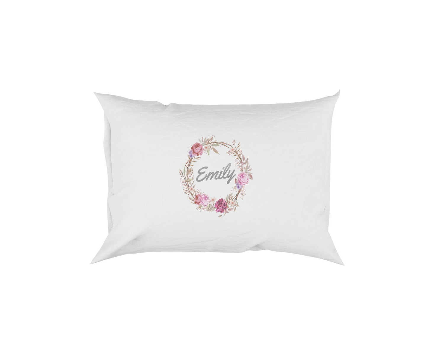 Personalised Name Floral Wreath Soft Pillowcase Pillow Case Cover