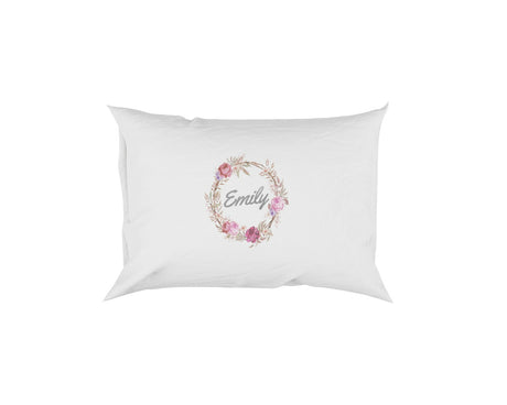 Personalised Name Floral Wreath Soft Pillowcase Pillow Case Cover
