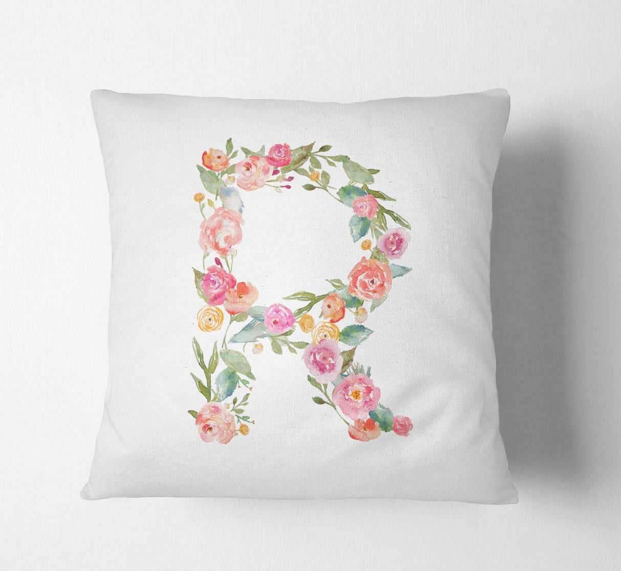 Personalised Alphabet Floral Name Initial Letter Cushion Pillow Case Insert Fill