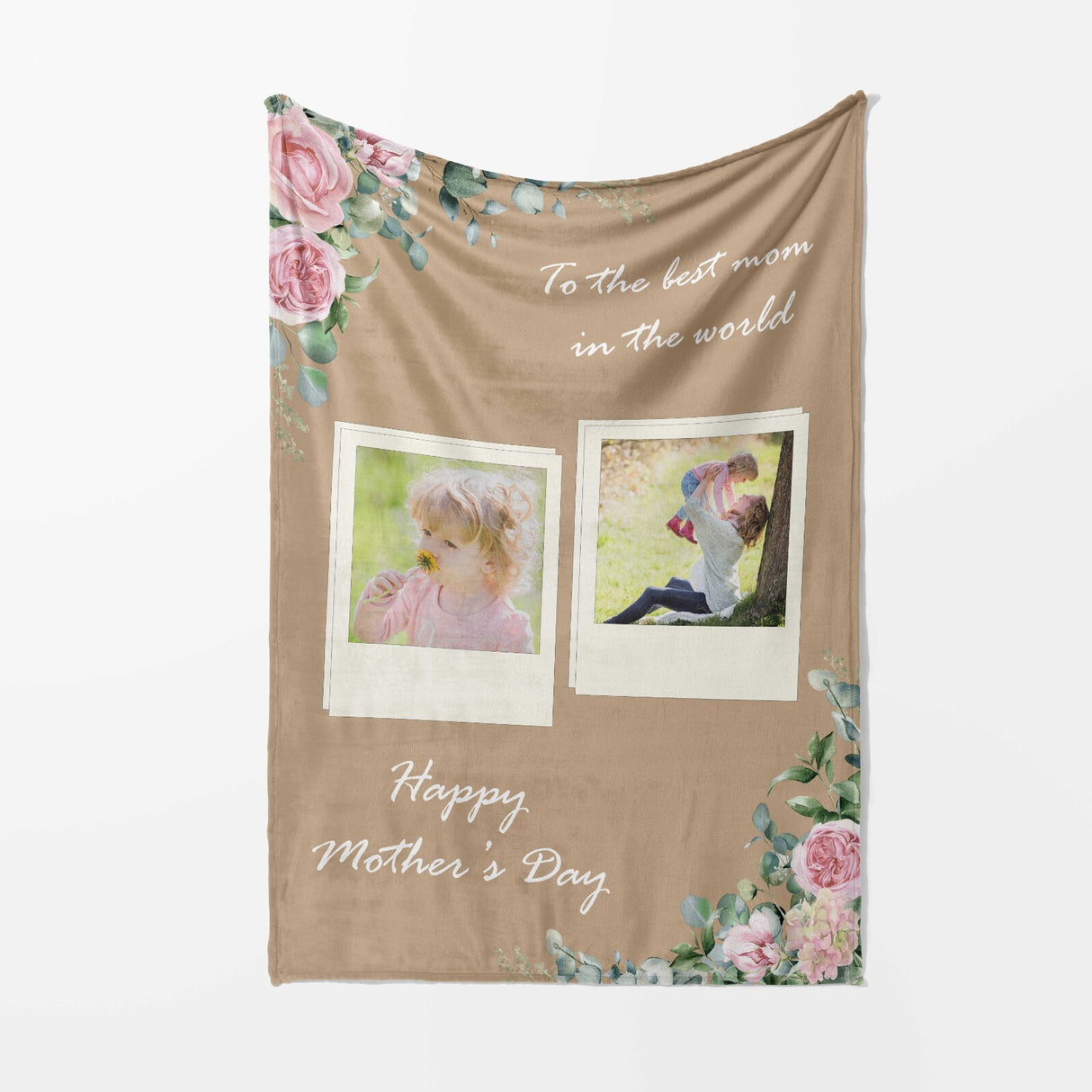 Upload Your Own Photos Mother's Day Warm Fleece Memory Blanket Throw Decoration
