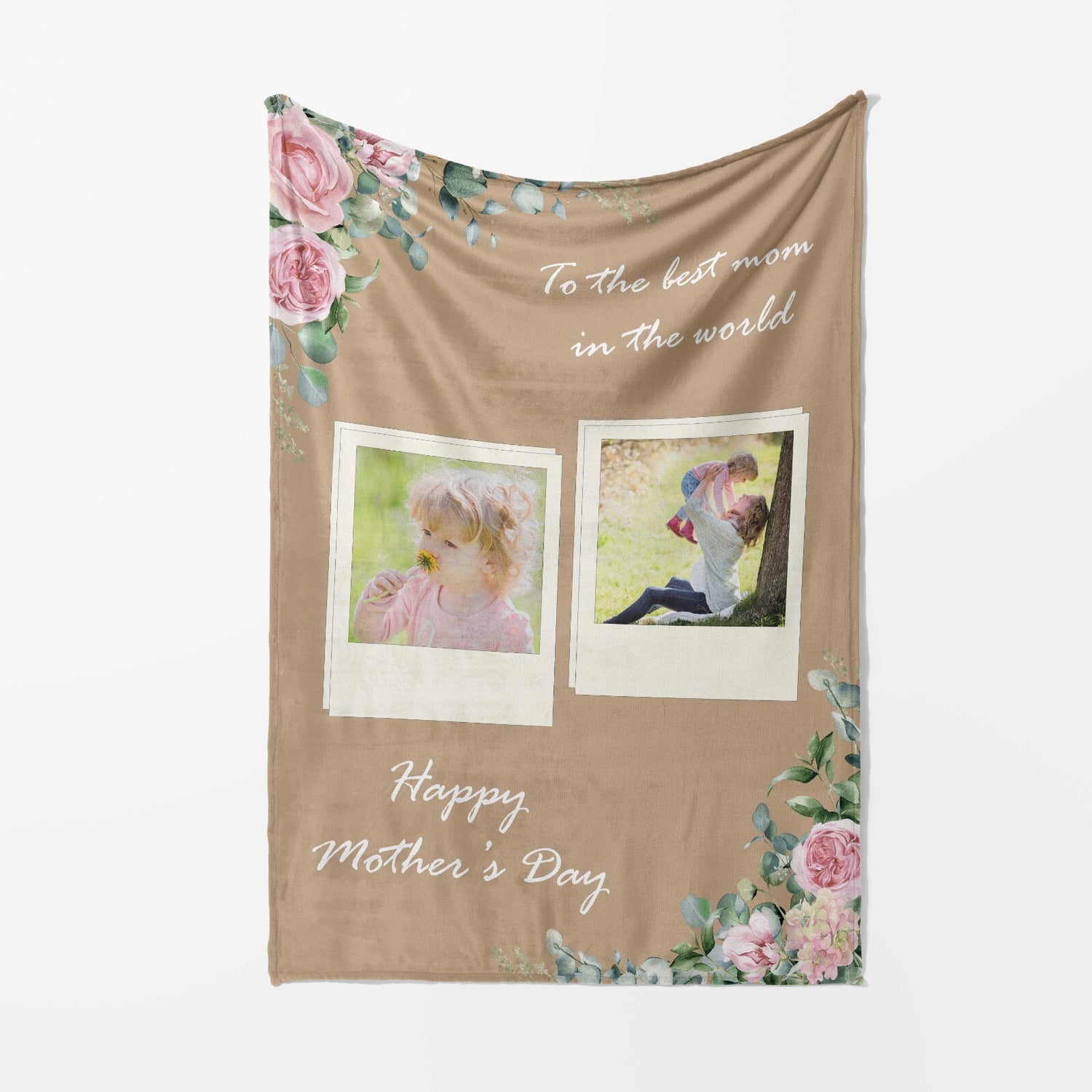 Upload Your Own Photos Mother's Day Warm Fleece Memory Blanket Throw Decoration