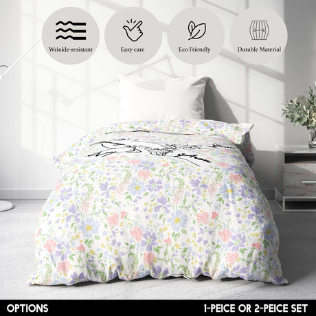 Mother's Day Custom Name Floral Memory Single Size Novelty Bed Duvet Cover Set