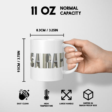 Personalised Geometal 3D Name Text Novelty Coffee Tea Mug Coaster Gift Him Her