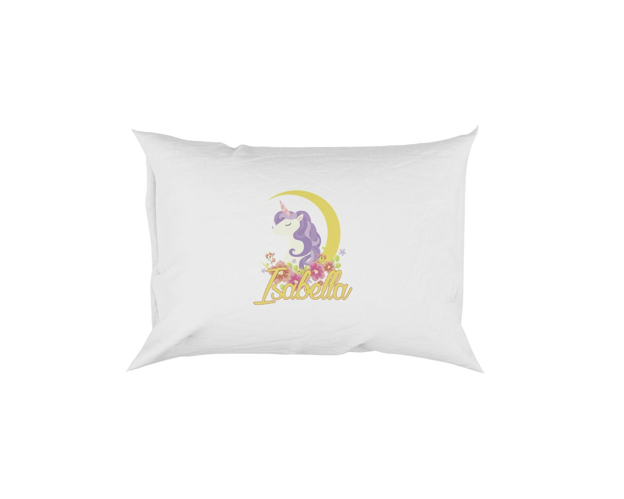 Personalised Name Unicorn Crescent Soft Pillowcase Pillow Case Cover