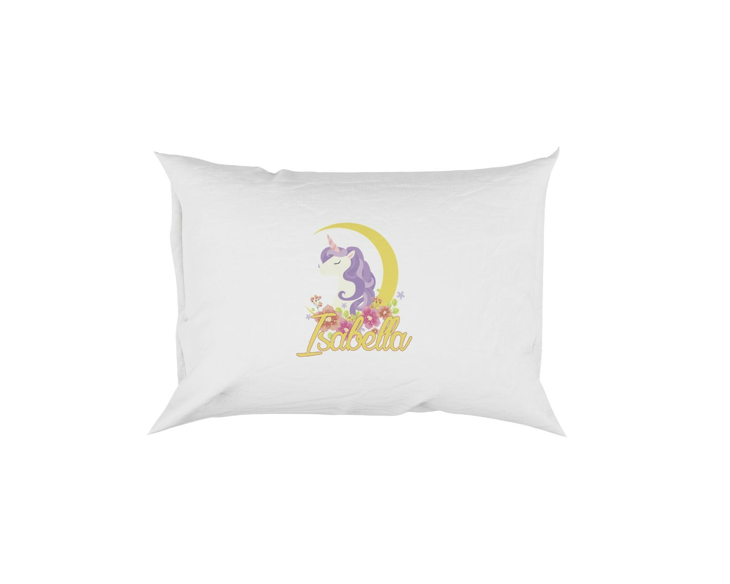 Personalised Name Unicorn Crescent Soft Pillowcase Pillow Case Cover