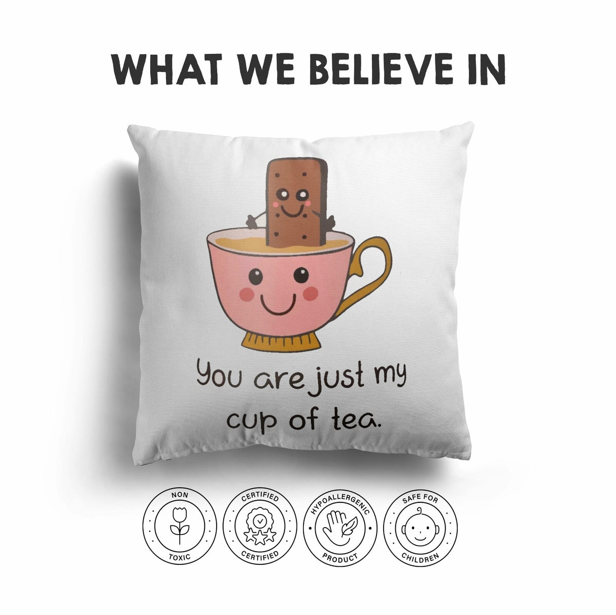 My Cup Of Tea Valentines Love Romantic Cheeky Cute Square Filled Cushion Decor