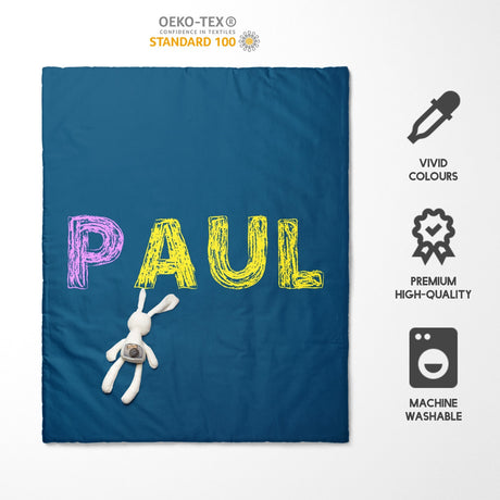 Personalised Name Crayon Coloured Font Kids Cot Bedding Duvet Cover + Pillowcase