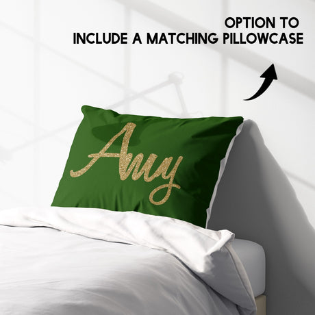 Personalised Name Gold Glitter Font Soft Single Size Novelty Bed Duvet Cover