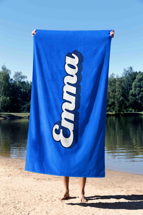 Personalised Custom Name Funky Font Any Background Colour Beach Bath Sheet Towel