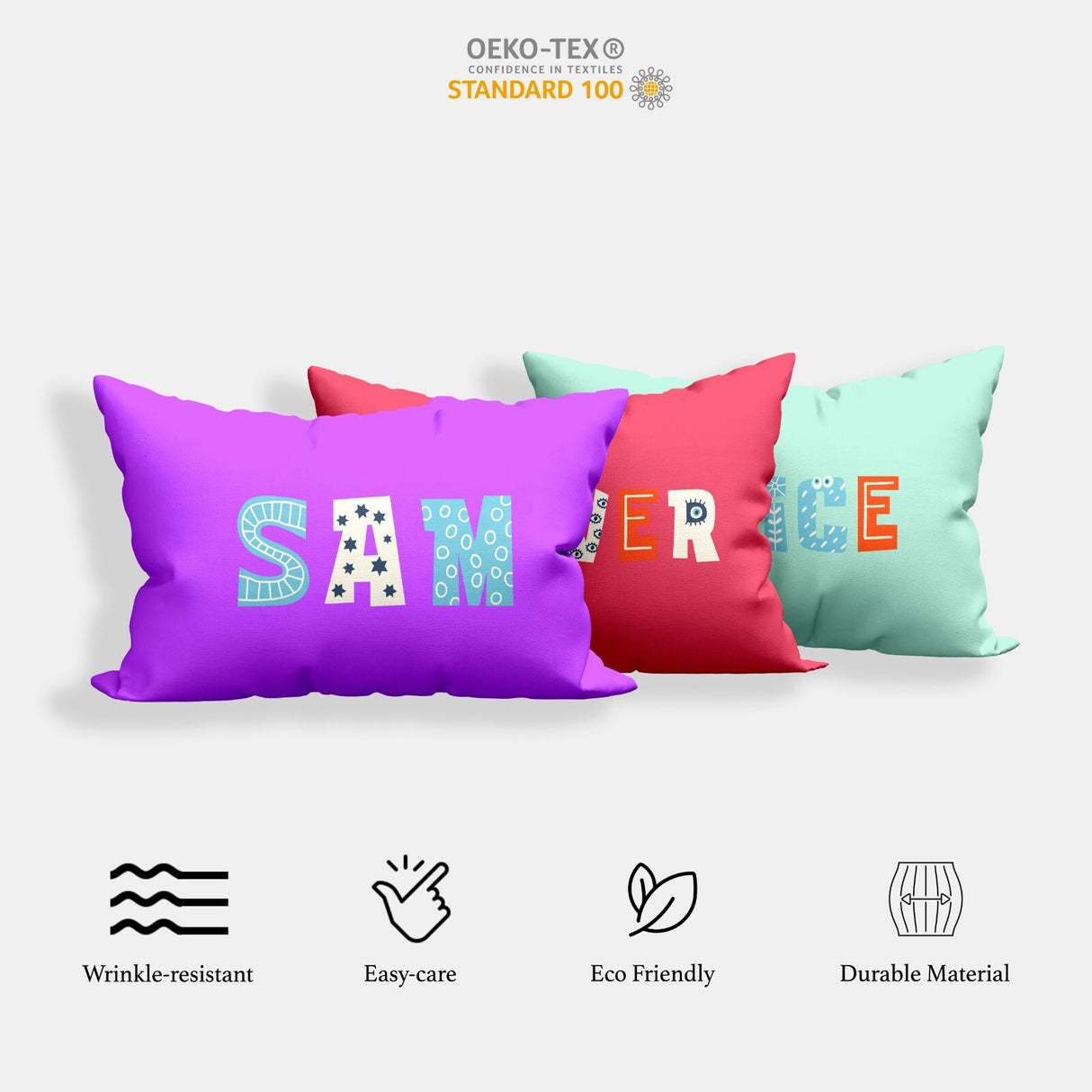 Personalised Kids Alphabet Onyx Customised Printed Soft Pillowcase Pillow