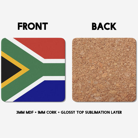 South Africa Flag SA Design Coffee Tea Mug Cup Set Coaster Gift Him Her Custom