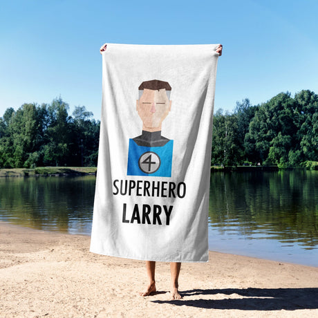 Superhero Personalised Name Custom Colour Kids Absorbent Beach Bath Sheet Towel