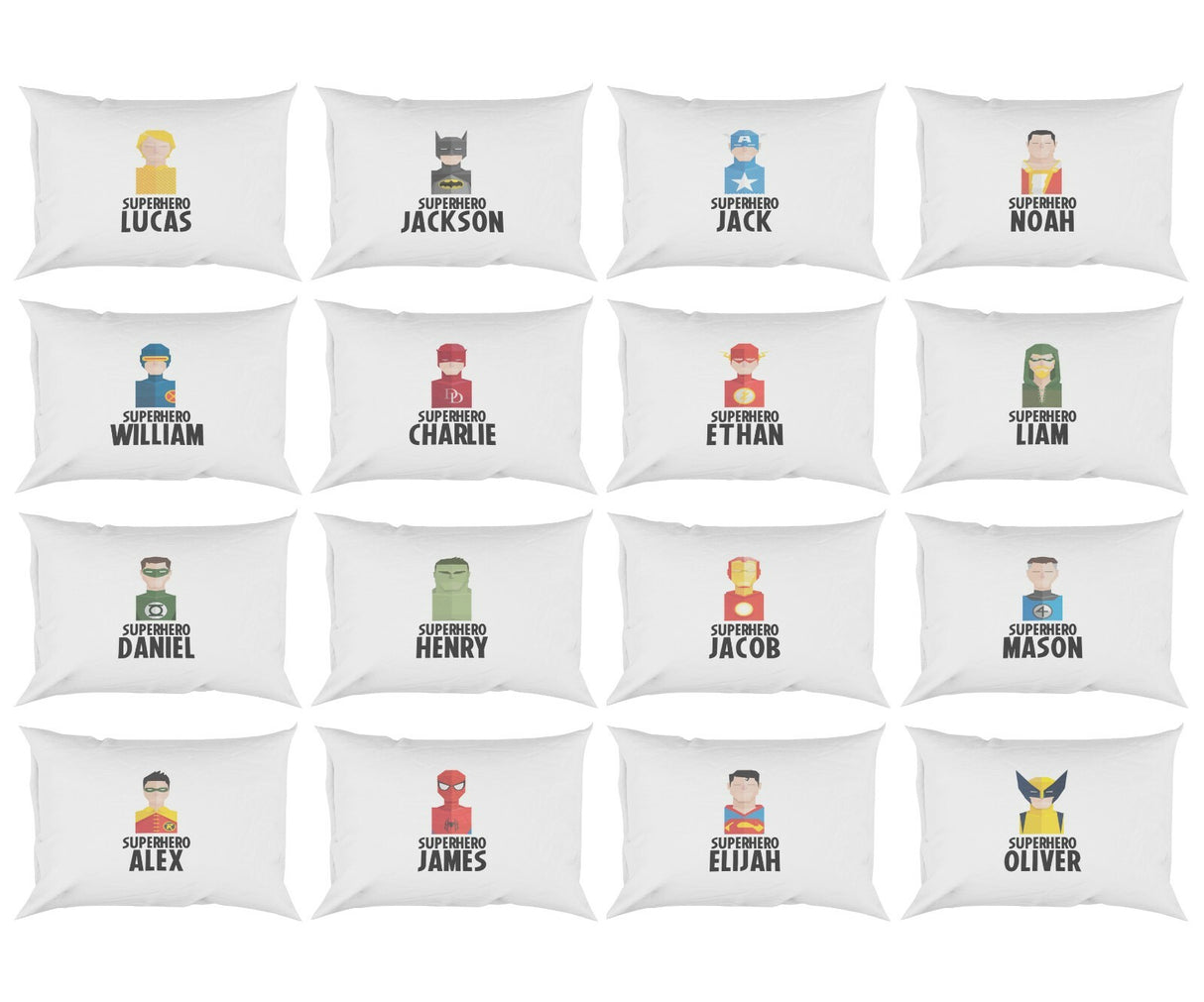 Superhero Personalised Name Kids Boys Soft Pillowcase Pillow Cover Gift Bedroom