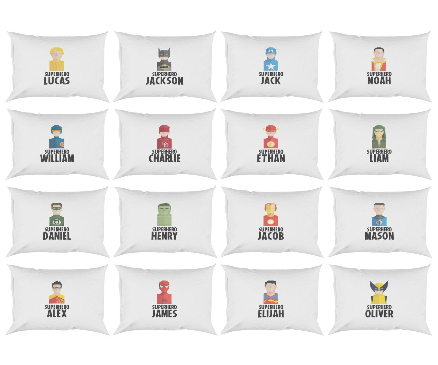 Superhero Personalised Name Kids Boys Soft Pillowcase Pillow Cover Gift Bedroom