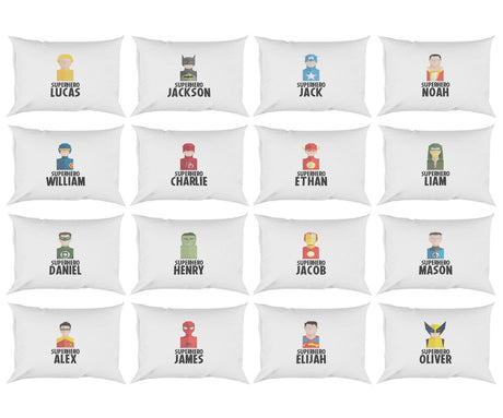 Superhero Personalised Name Kids Boys Soft Pillowcase Pillow Cover Gift Bedroom