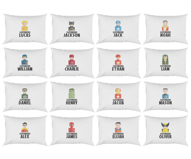 Superhero Personalised Name Kids Boys Soft Pillowcase Pillow Cover Gift Bedroom