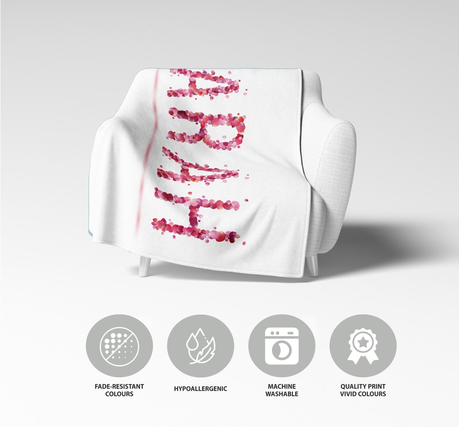 Personalised Name Pink Rose Petals Novelty Soft Fleece Mink Blanket Gift Decor