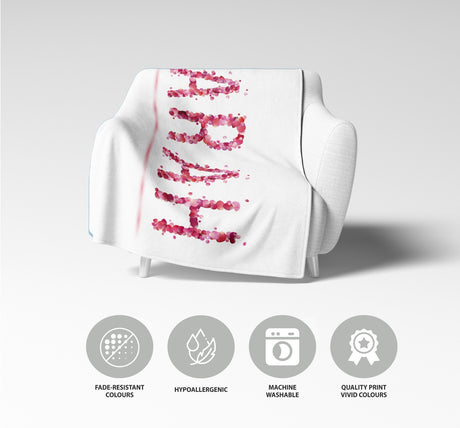 Personalised Name Pink Rose Petals Novelty Soft Fleece Mink Blanket Gift Decor