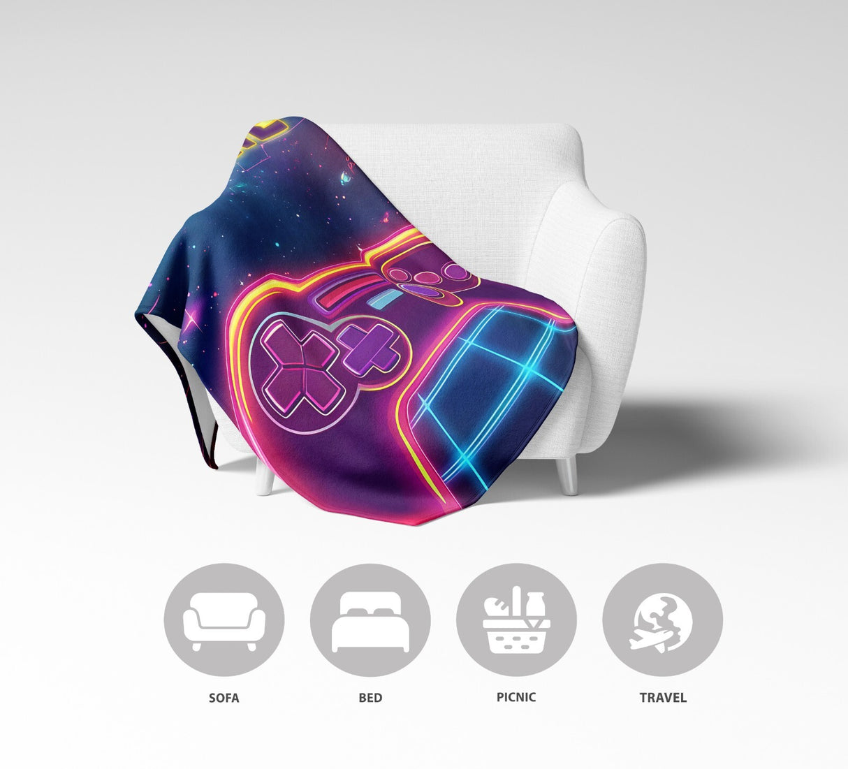 Personalised Name Gamer Gaming Controller Kids Soft Warm Fleece Blanket Decor