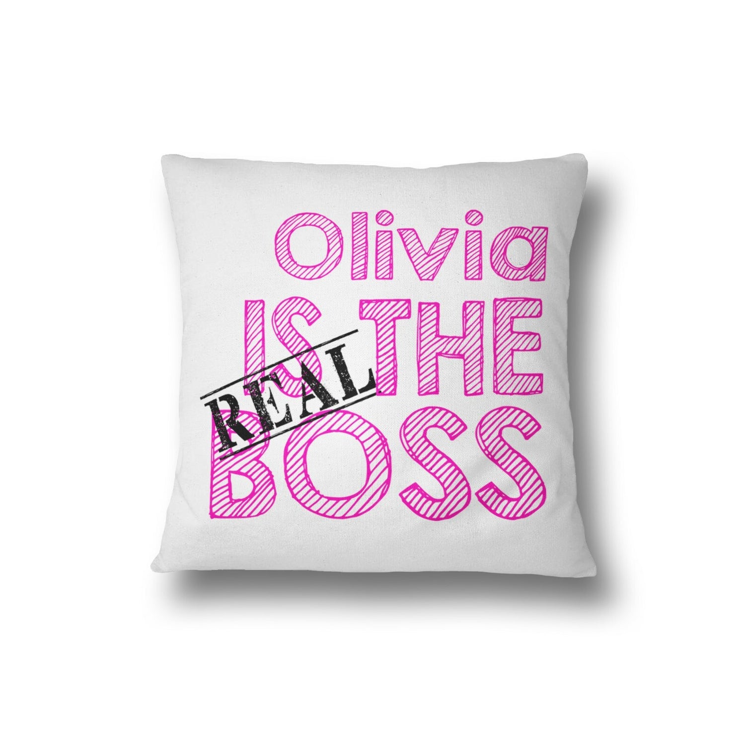 Set of 2 His & Hers The Real Boss Novelty Funny Personalised Filled Soft Cushion