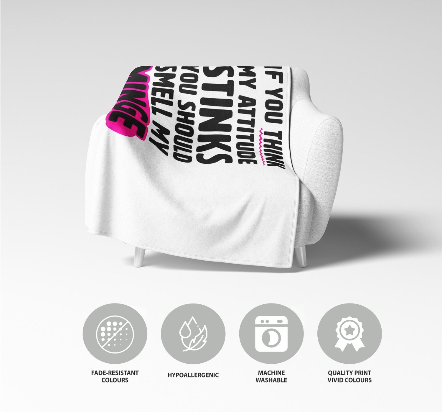 Attitude Stinks Rude Custom Any Colour Novelty Fleece Mink Blanket Throw Gift