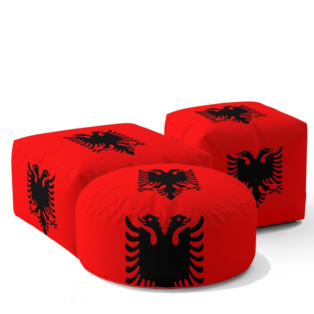 Albania Flag Patriotic Ottoman Filled Pouffe Footrest Washable Cover Custom Gift