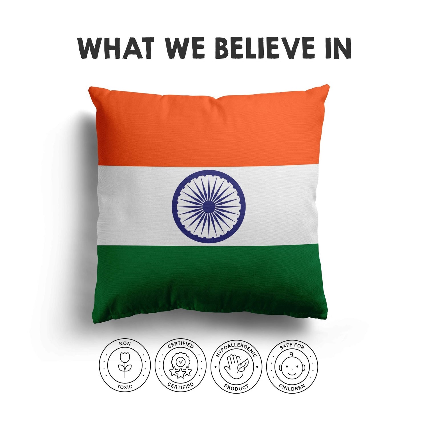 Indian Flag - Design Size Cozy Soft Square Filled Cushion Decorative Throw Gift