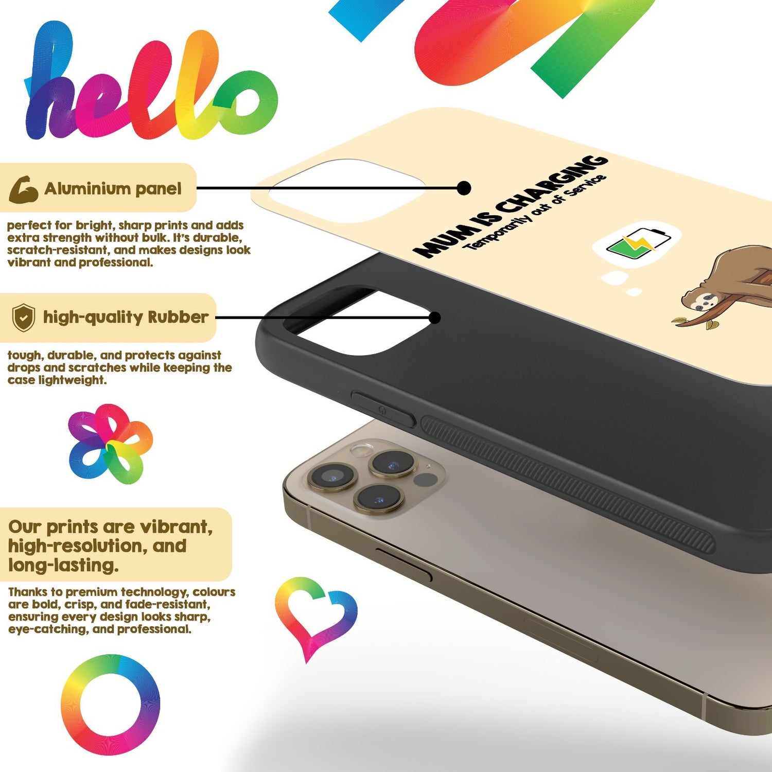 Mum Is Charging Funny Animal Personalised Custom Cover Printed iPhone Black Case