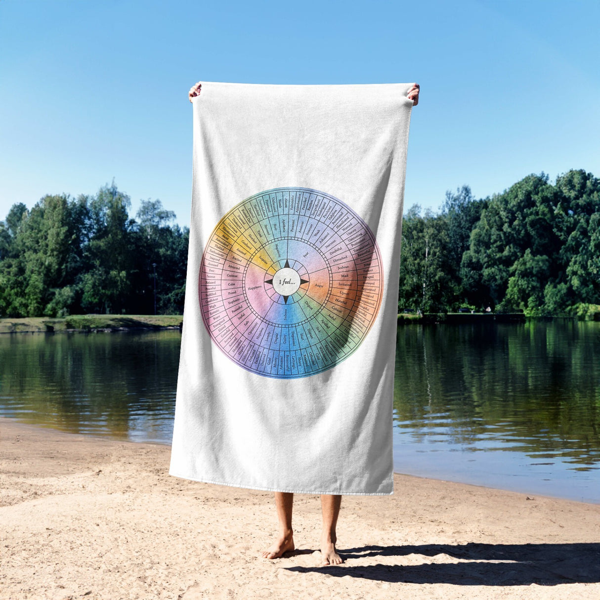 Emotion Wheel Circle Design Custom Made Coloured Novelty Beach Bath Sheet Towel