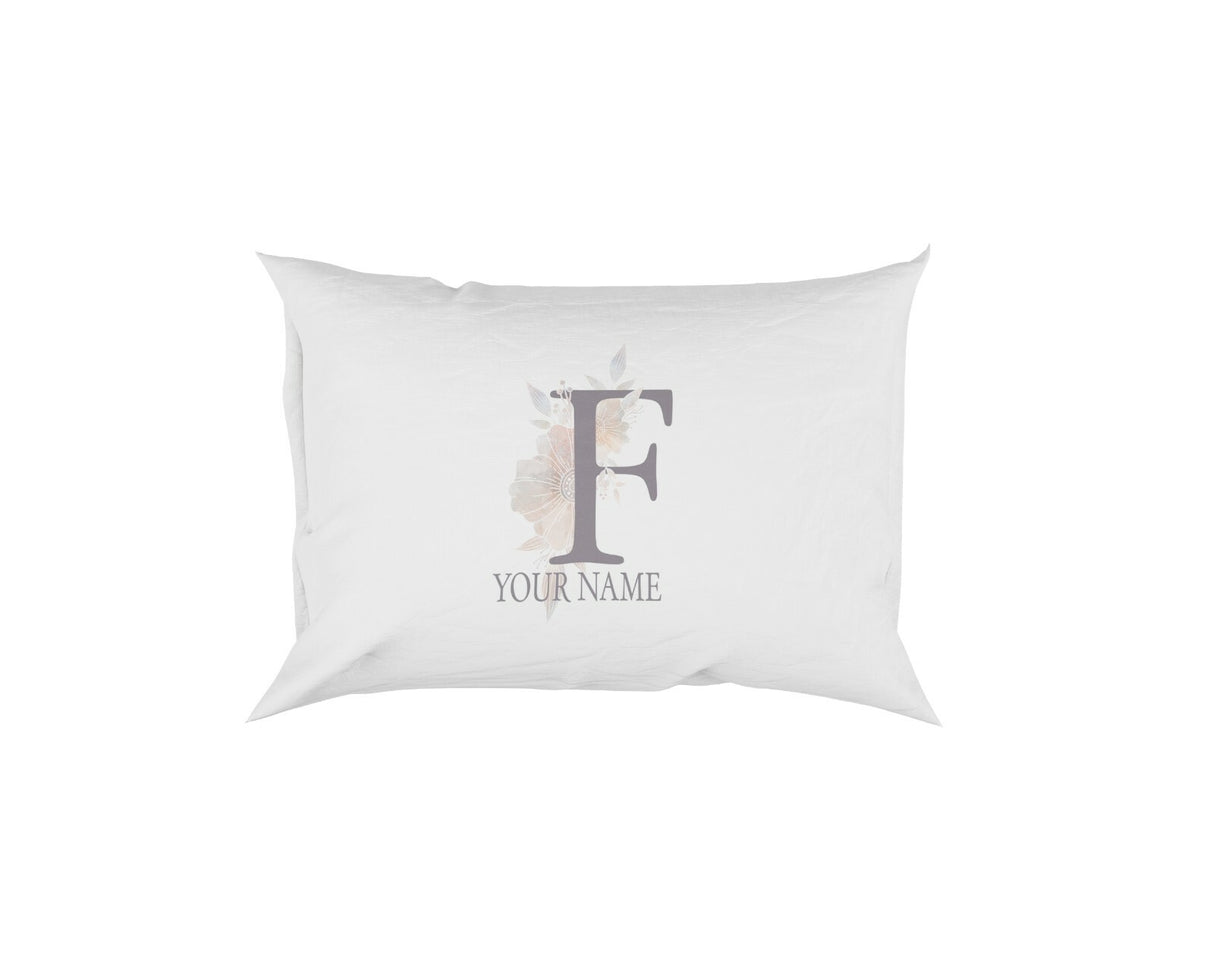 Personalised Misty Dusty Pastel Alphabet Floral Name Initial Letter Pillow Case