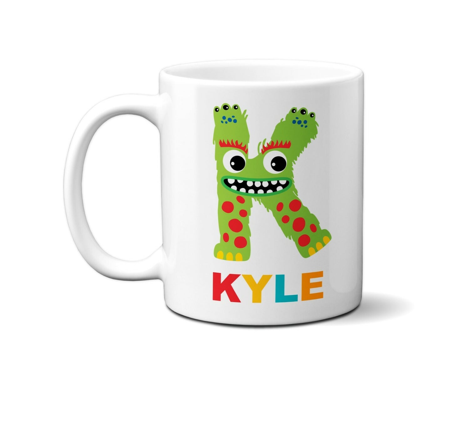Personalised Children Monster Name Initial Letter Coffee Mug Gift 11oz Ceramic