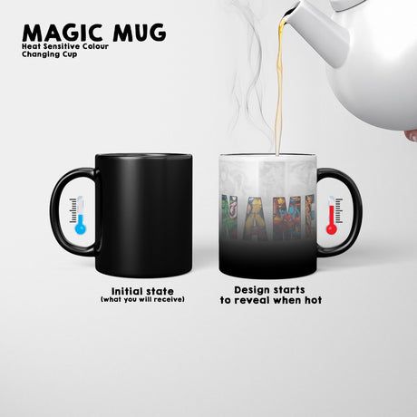 Personalised Custom Name Marvel Heat Sensitive Magic Colour Changing Novelty Mug