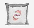Personalised Name Shiny Sequin Magic Rose Bouquet Frame Cushion Cover + Pillow